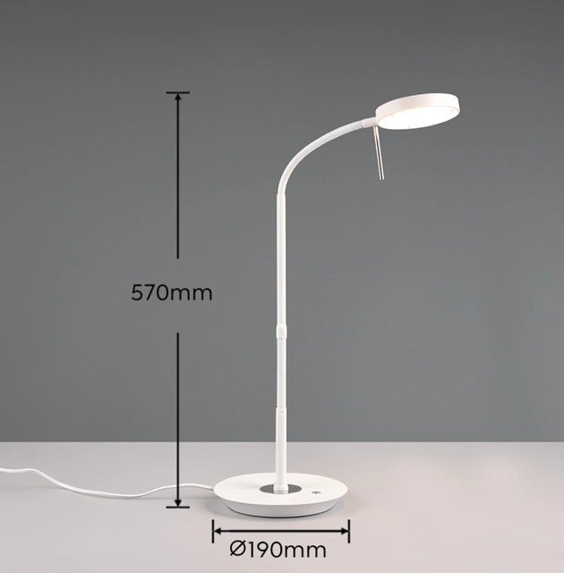 Monza LED skrivebordslampe 57cm hvit