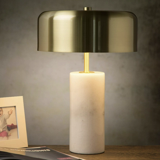 Mirasol bordlampe 49cm marmor hvit