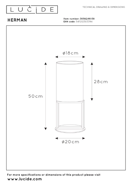 Herman bordlampe 42cm beige
