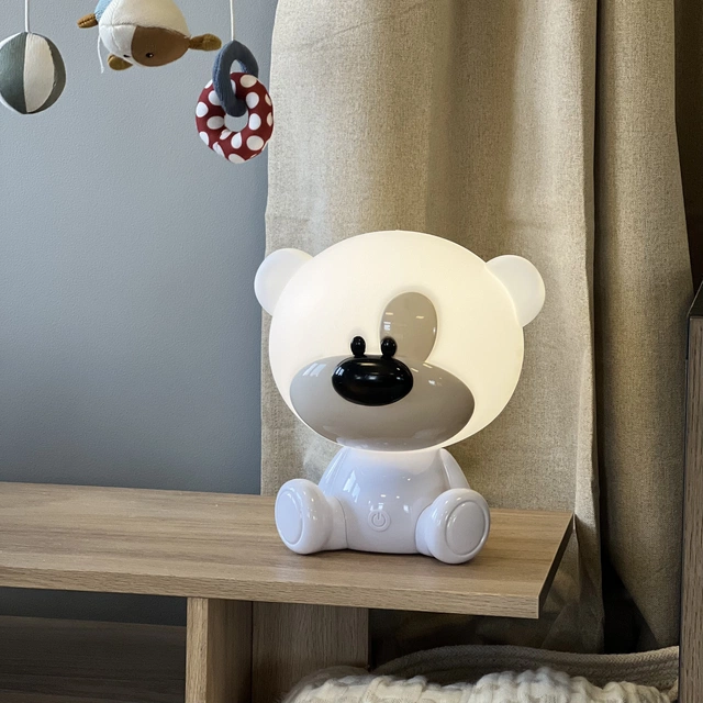 Ole Bamse LED oppladbar bordlampe 24cm hvit