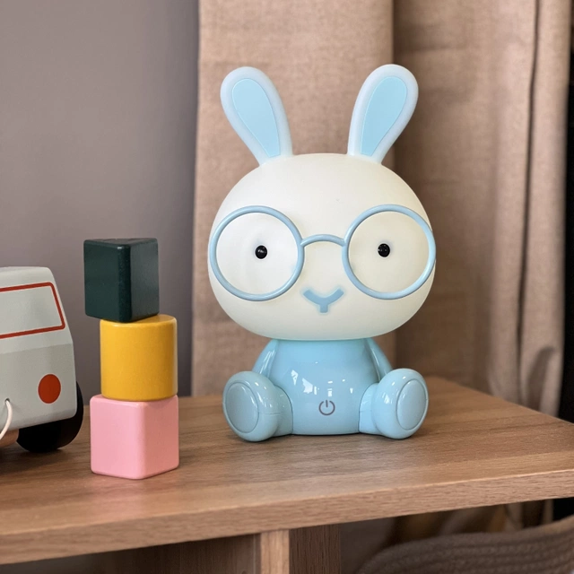 Hare LED oppladbar bordlampe 23cm blå