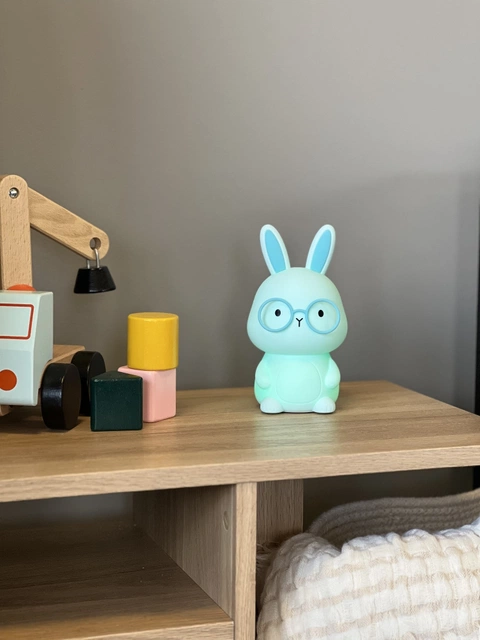 Soft Kanin LED oppladbar bordlampe 16cm blå