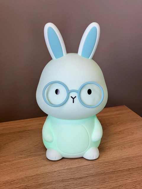 Soft Kanin LED oppladbar bordlampe 16cm blå