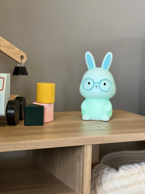 Soft Kanin LED oppladbar bordlampe 16cm blå