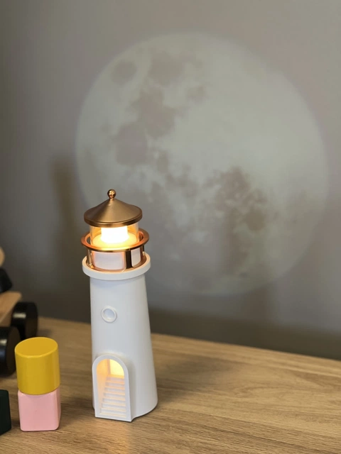 Fyrtårn prosjektor LED oppladbar bordlampe 24cm hvit