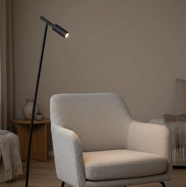 Bino LED leselampe gulv 150cm sort