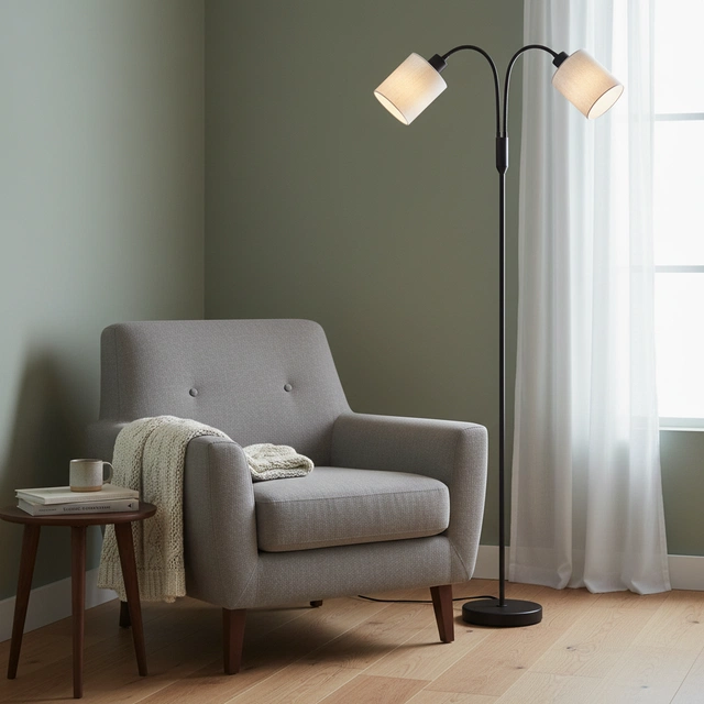 Felicia Duo gulvlampe uten skjermer 2lys 150cm sort