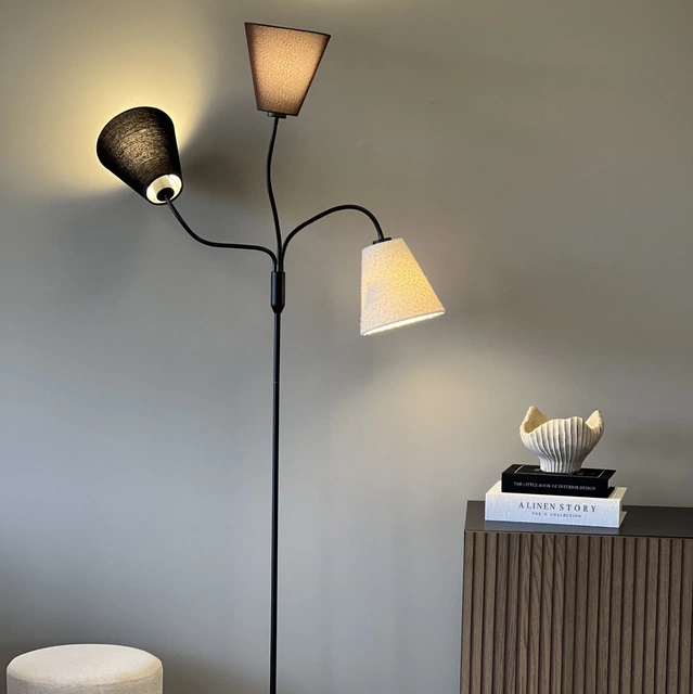 Felicia Trio gulvlampe uten skjermer 3lys 150cm sort