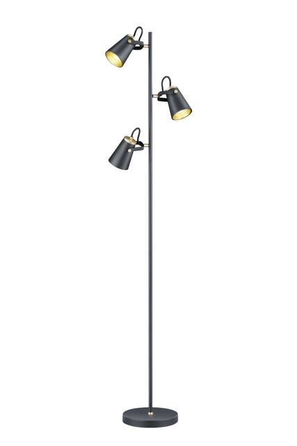 Edward leselampe gulv 3lys 160cm sort