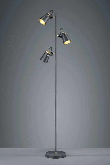 Edward leselampe gulv 3lys 160cm sort