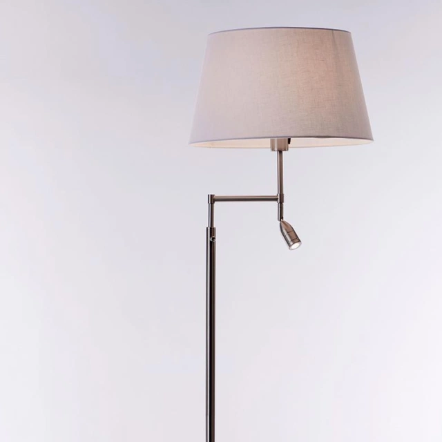 Kasper gulvlampe m/lesearm 156cm stål