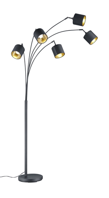 Tommy gulvlampe 5lys 200cm sort