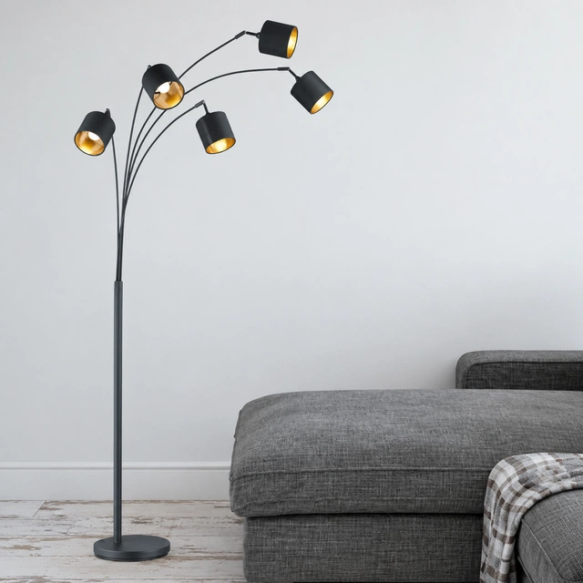 Tommy gulvlampe 5lys 200cm sort