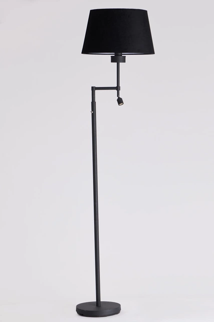 Kasper gulvlampe m/lesearm 166cm sort