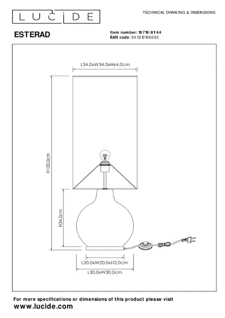 Esterad gulvlampe 100cm oransje