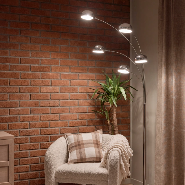 Seba gulvlampe 5lys 207cm krom
