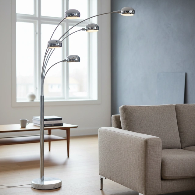 Seba gulvlampe 5lys 207cm krom