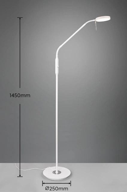 Monza LED leselampe gulv 1lys 145cm hvit