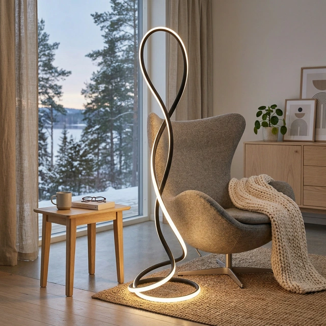 Infinity LED gulvlampe 143cm sort