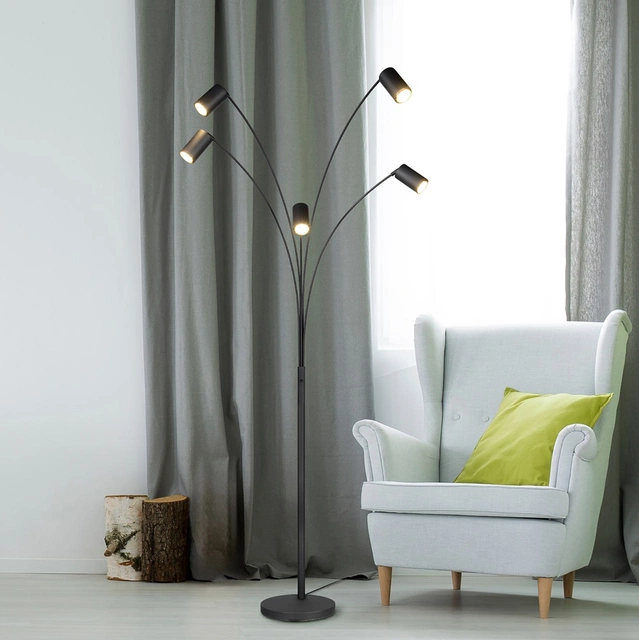 Marley gulvlampe 5lys 200cm sort