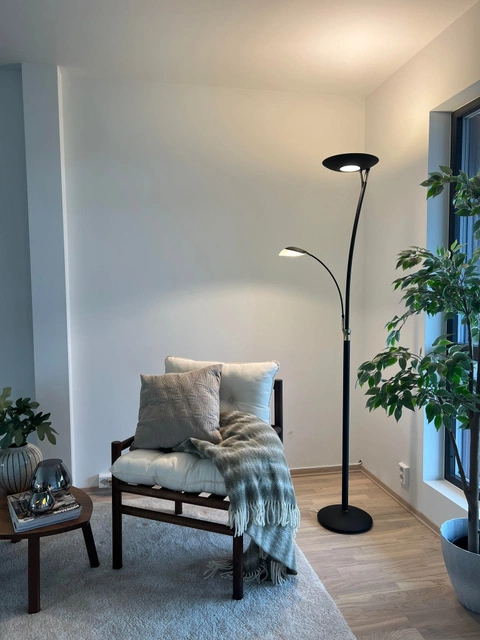 Helios LED uplight 2lys 197cm sort