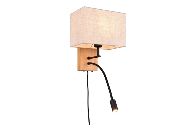 Nilam LED vegglampe m/lesearm 30cm natur