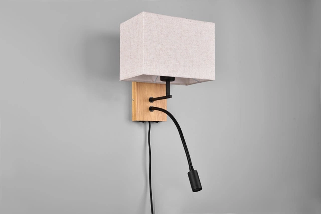 Nilam LED vegglampe m/lesearm 30cm natur