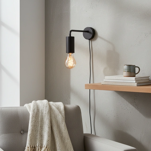 Kling vegglampe 15cm sort