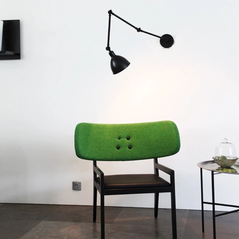 Bazar vegglampe m/arm 37,5cm sort