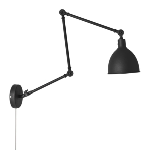 Bazar vegglampe m/arm 37,5cm sort