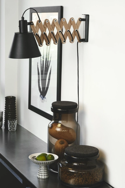 Vintage vegglampe 13cm sort
