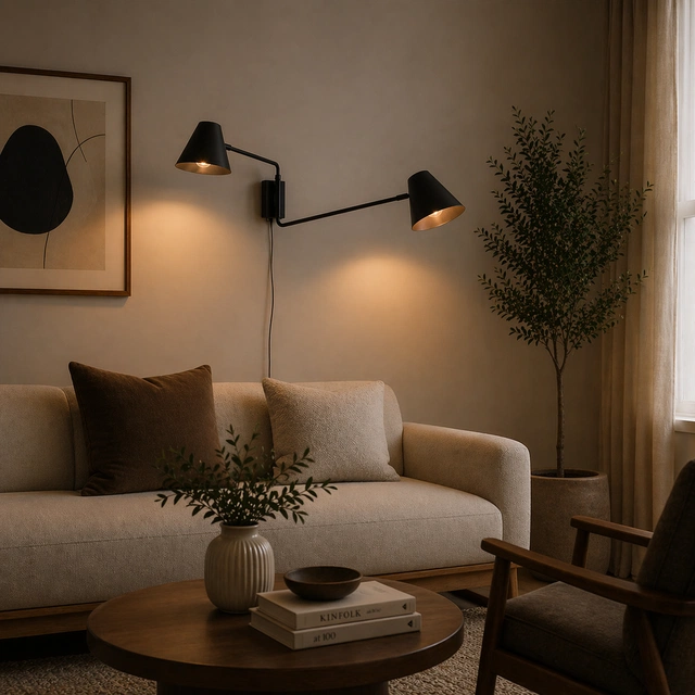 Nordic vegglampe 2lys sort