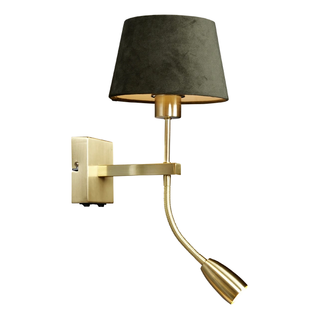 Mango vegglampe m/lesearm 40cm messing