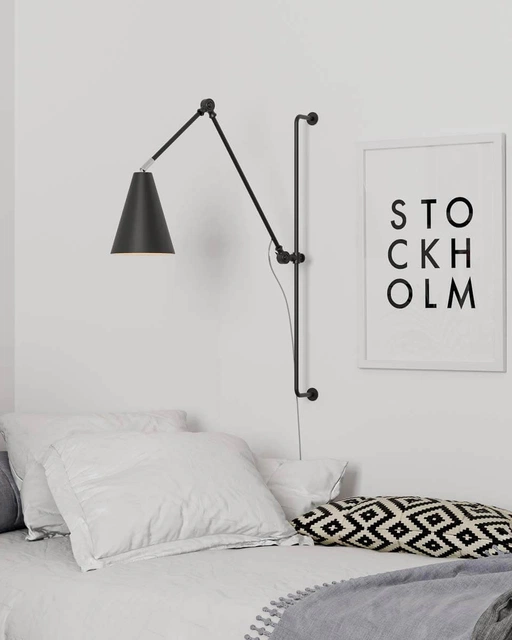 Yukon vegglampe lang 78cm sort