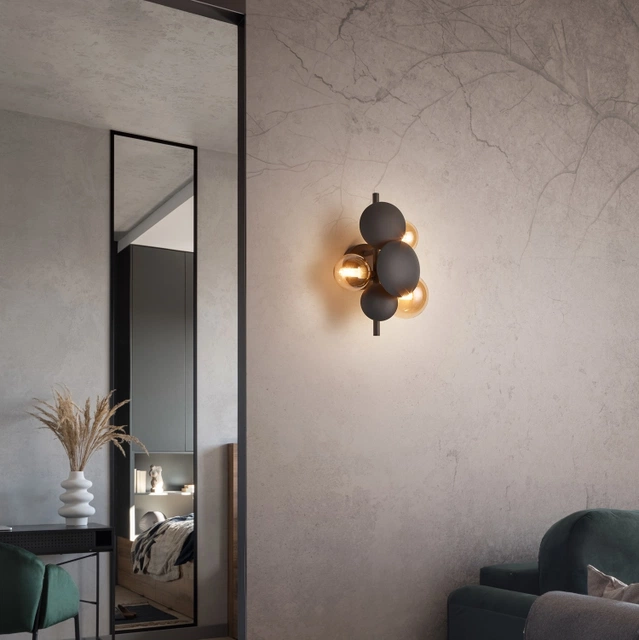 Bubble vegglampe 30cm sort