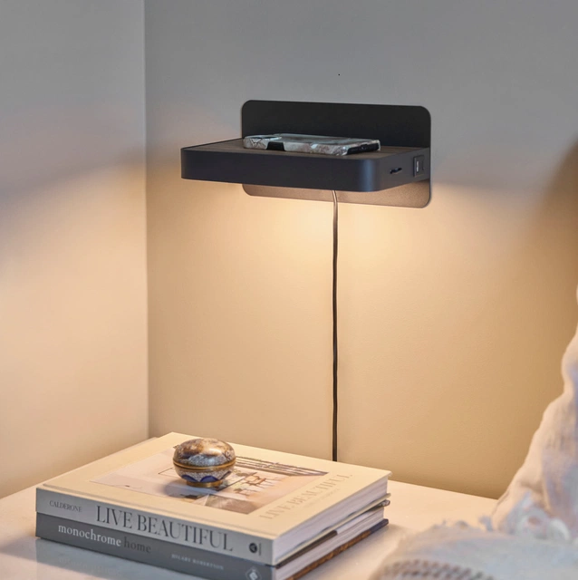 Western LED vegglampe 25cm sort
