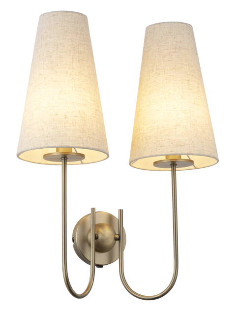 Charmante vegglampe 2lys 57cm messing