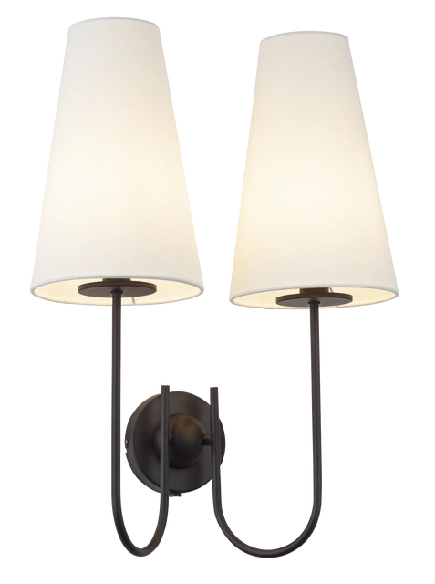 Charmante vegglampe 2lys 57cm sort