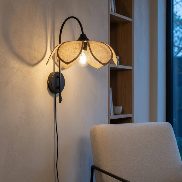 Luftig Lotus vegglampe 41cm natur