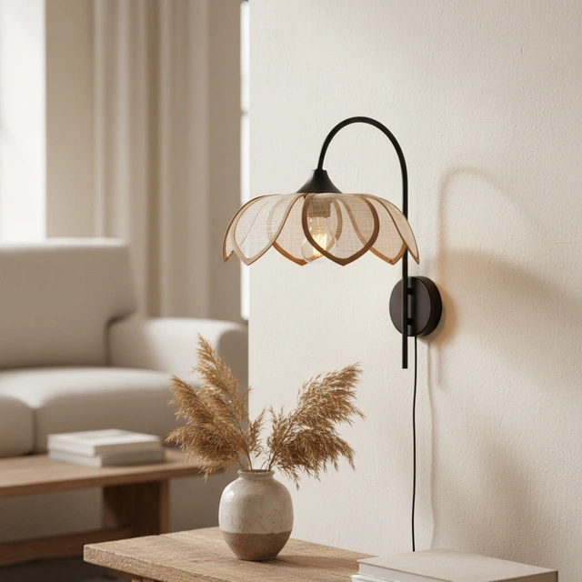 Luftig Lotus vegglampe 41cm natur