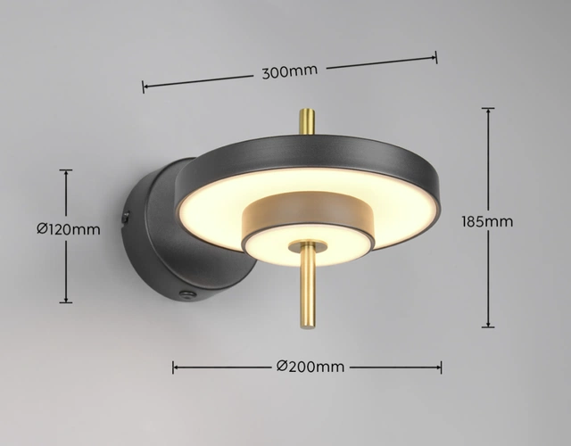 Keaton LED vegglampe 20cm sort