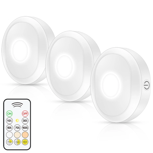 Puck LED oppladbar 3 pk. hvit
