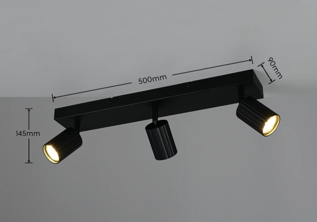 Soka skinne 3lys 50cm sort