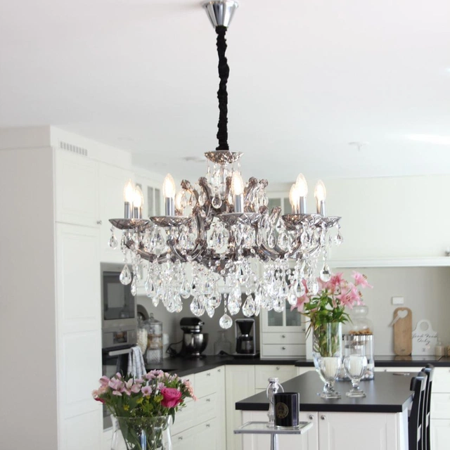 Hawk taklampe lysekrone 9lys 75cm krystall