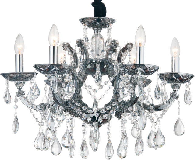 Hawk taklampe lysekrone 6lys 65cm krystall