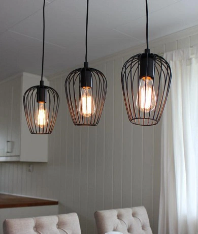 Newtown taklampe rekke 3lys 70cm sort