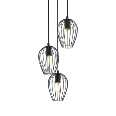 Newtown taklampe rondell 3lys 38cm sort