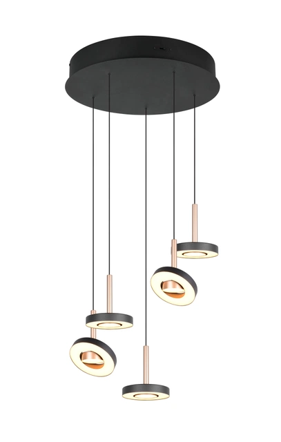 Guano LED taklampe rondell 5lys sort