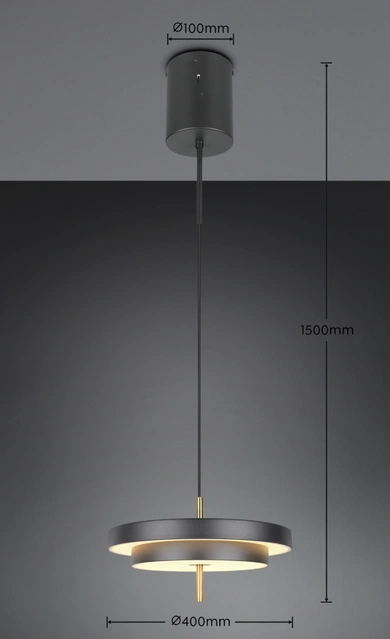 Keaton LED taklampe 40cm sort