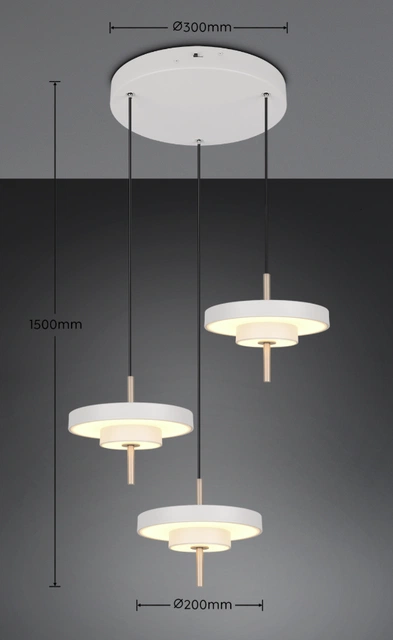 Keaton LED taklampe rondell 3lys 45cm grå